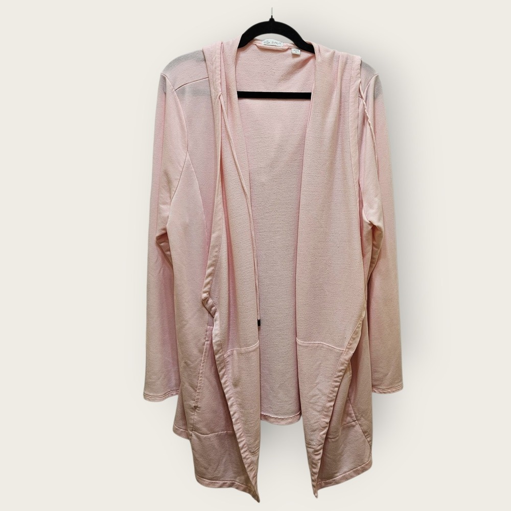 Pure Jill Luxe Tencel Lyocell Blend Hooded Duster Cardigan Pink XL Lagenlook